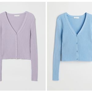 H&M purple and blue ribbed knit cardigans- size S
